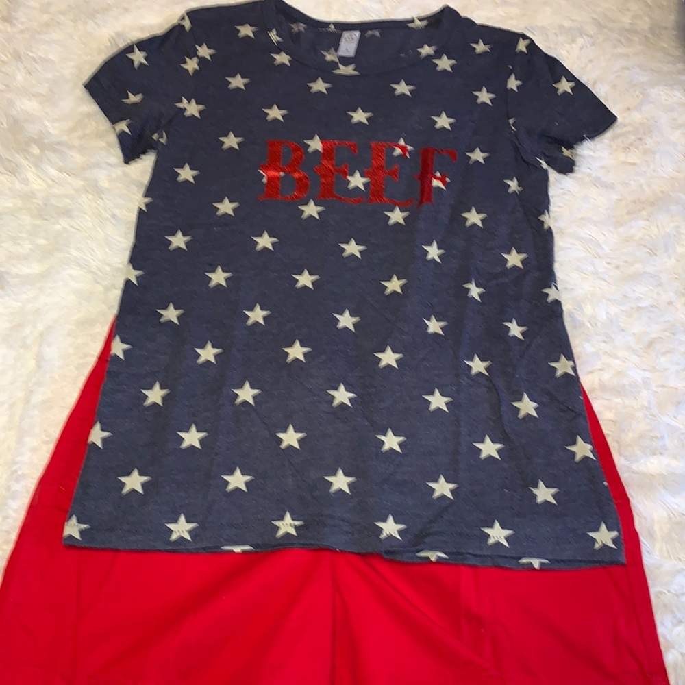 Alternative Blue W/White Stars Beef T Shirt Large